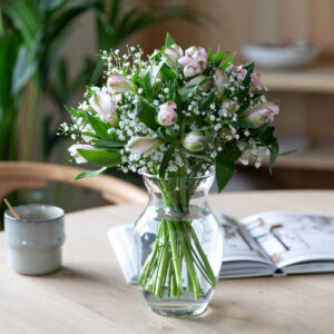 Lot de deux bouquets mélange fleuri rose et blanc