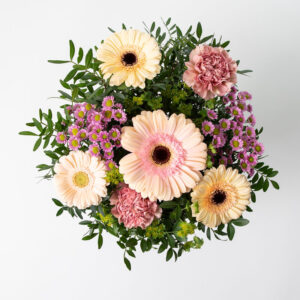 Lot de deux bouquets mélange fleuri pêche et rose