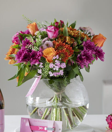 Bouquet mélange fleuri contrasté
